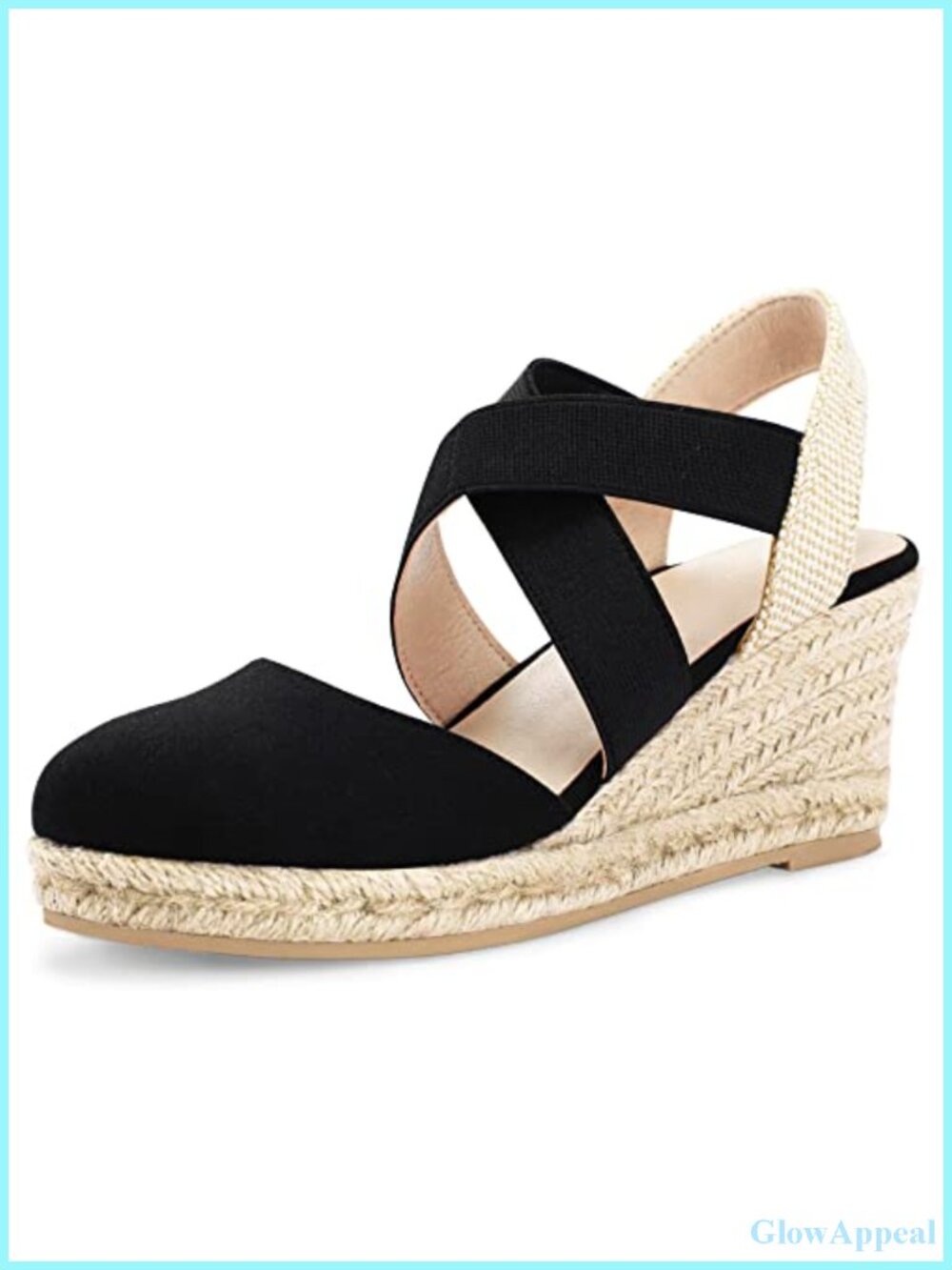 Women's Espadrille Wedge Sandals Closed Toe Criss Cross Elastic Ankle Strap